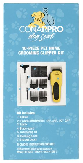 CONAIRPRO 10PC PET HOME GROOMING CLIPPER KIT DOG 1PC End of the leash pet boutique