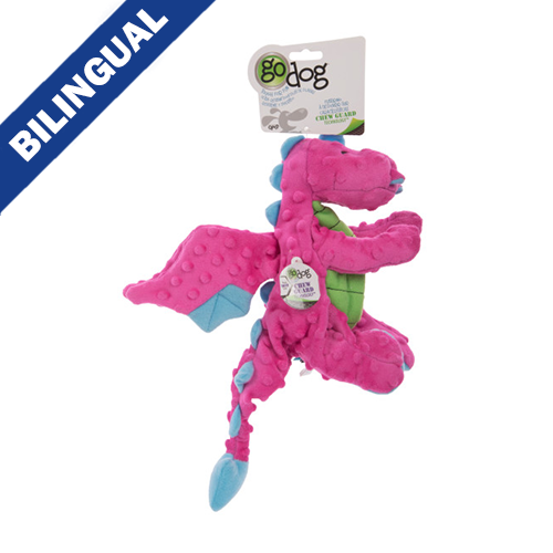 GODOG DRAGONS SQUEAKY DRAGON PINK LARGE DOG TOY