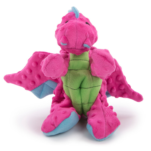 GODOG DRAGONS SQUEAKY DRAGON PINK LARGE DOG TOY