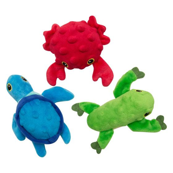 SNUGAROOZ LIL OCEAN BUDDIES, TURTLE, CRAB & FROG DOG 3PK 3"