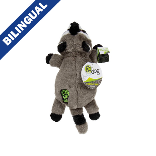 GODOG FLATZ FLATTIE RACCOON LARGE DOG TOY