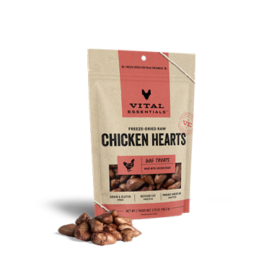 VITAL ESSENTIALS FREEZE-DRIED CHICKEN HEARTS DOG TREATS 3.75 OZ