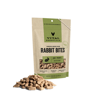 VITAL ESSENTIALS FREEZE-DRIED RABBIT BITES DOG TREATS 5 OZ