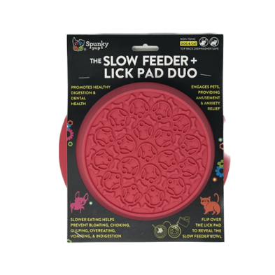 SPUNKY PUP SLOW FEEDER & LICK PAD DUO COMBO BOWL