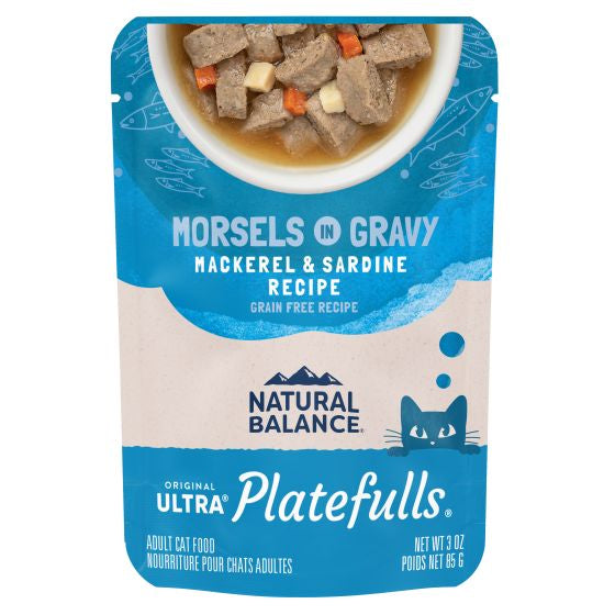 NATURAL BALANCE PLATEFULLS INDOOR MACKEREL AND SARDINE IN GRAVY CAT 3OZ