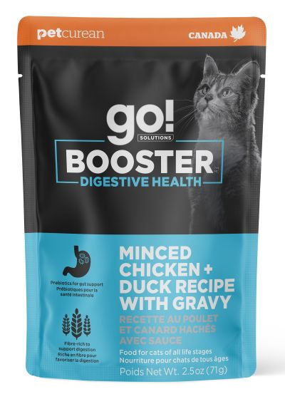 GO BOOSTER DIGESTIVE HEALTH MINCED CHICKEN AND DUCK WITH GRAVY CAT 2.5OZ