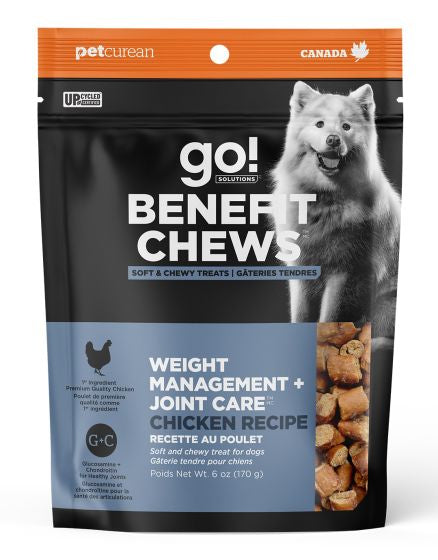 GO BENEFIT CHEWS WEIGHT MANAGEMENT + JOINT CARE SOFT AND CHEWY TREATS CHICKEN RECIPE DOG 170G