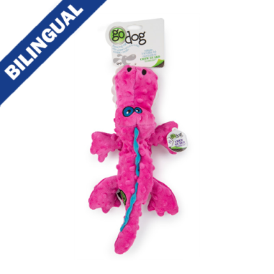 GODOG GATORS SQUEAKY GATOR PINK LARGE DOG TOY