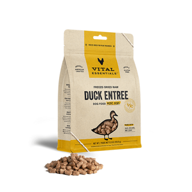 VITAL ESSENTIALS FREEZE-DRIED RAW DUCK ENTREE DOG FOOD MINI NIBS 5.5 OZ