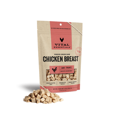 VITAL ESSENTIALS FREEZE-DRIED RAW CHICKEN BREAST DOG TREATS 3.75 OZ