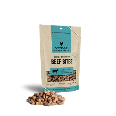 VITAL ESSENTIALS FREEZE-DRIED BEEF BITES DOG TREATS 2.5 OZ