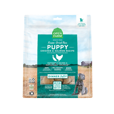 OPEN FARM PUPPY CHICKEN & SALMON FREEZE-DRIED RAW PATTIES FREEZE-DRIED DOG FOOD 10.5OZ