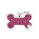 MY FAMILY SHINE BIG PINK GLITTER BONE ID TAG