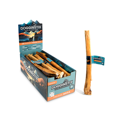 DOGGINSTIX BULLY STICKS 12" JUMBO NATURAL DOG CHEWS & TREATS